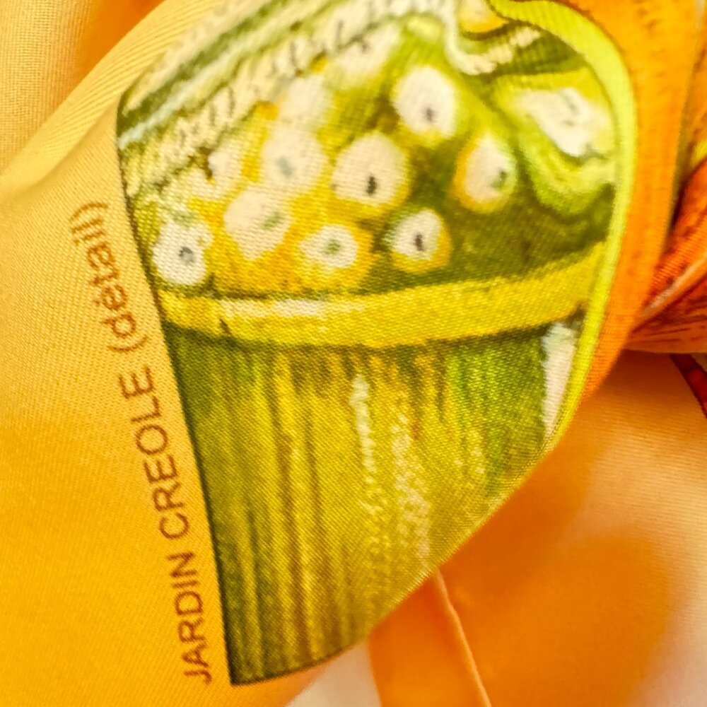 HERMES JARDIN CREOLE Carre 90. Jardin Creole Hermes silk scarf (100% silk) - Picture 3 of 6